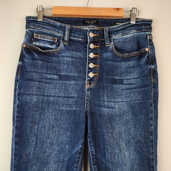 Judy Blue Skinny Fit Button Fly Jeans Stretch High Rise Denim Pants 11/30 - Picture 3 of 9